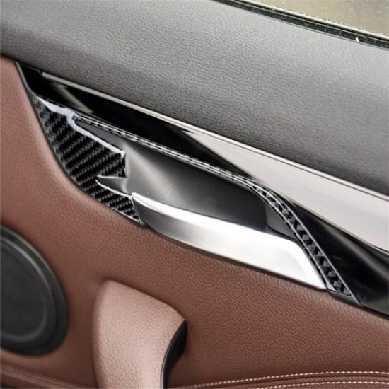2Pcs Carbon Fiber Interior Rear Door Handle Cover Trim For BMW X1 F48 2016-18