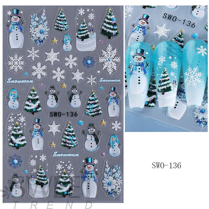 

1 шт. 5D Пряничный человечек Снежинка Наклейки для ногтей Рождественская сосна Торт Самоклеящаяся наклейка для ногтей Зимние принадлежности для DIY маникюра 5