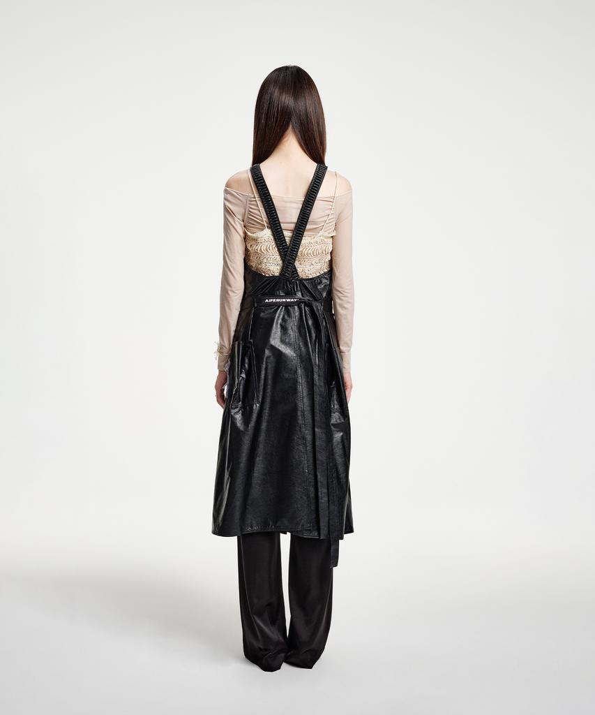 Eipeuleonwei Leather Hidden Hip Apron Dress 2 Sizes