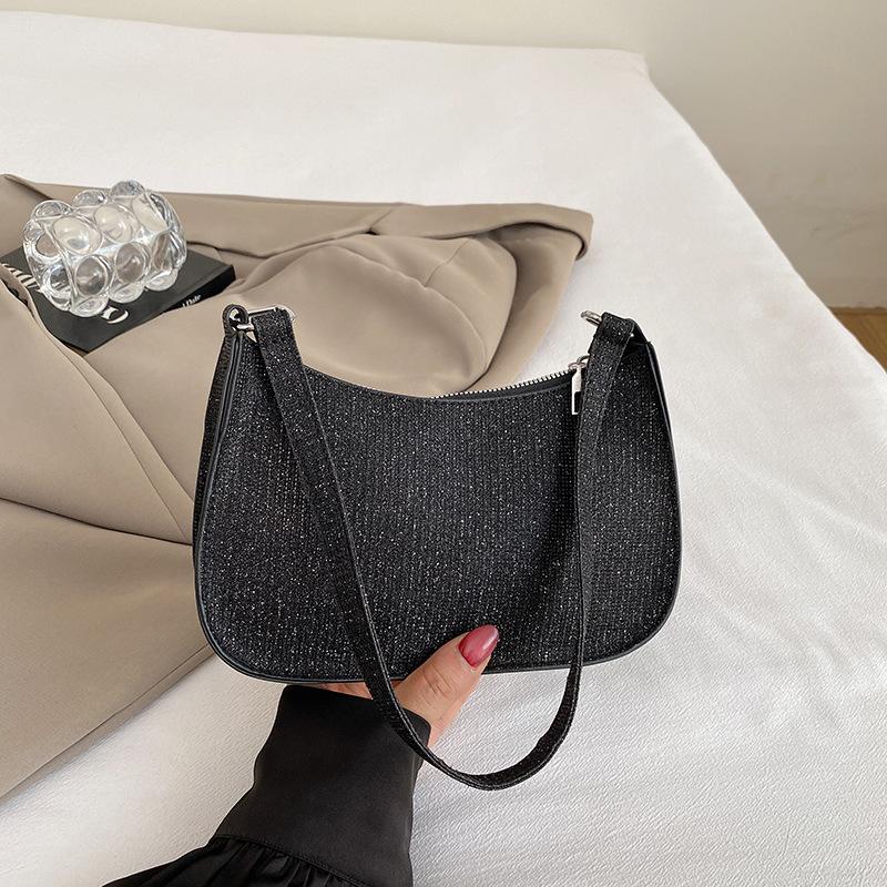 

High-end shiny small bag women s summer new trendy shoulder underarm bag handbag small bag чёрный