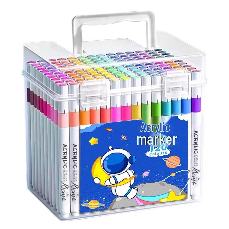 Acrylic Marker Set - 120 Colors, Opaque & Washable, Ideal for Primary & Secondary Students' Art Projects
