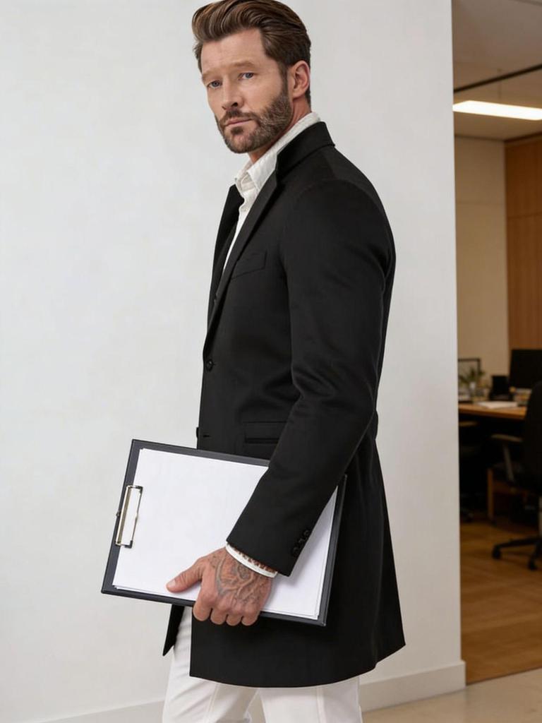 2025 European Men's Woolen Mid-Length Single-Breasted Fashion Overcoat