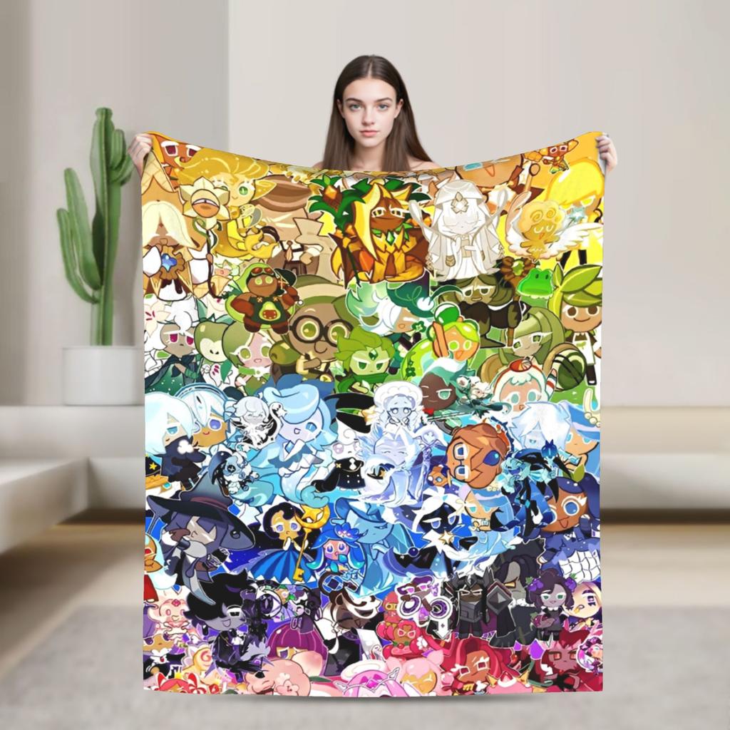 Cookie Run Kingdom Pure Vanilla Cookie Flannel Throw Blanket  for Bedspreads Knitted Blanket Office Super Soft Breathable
