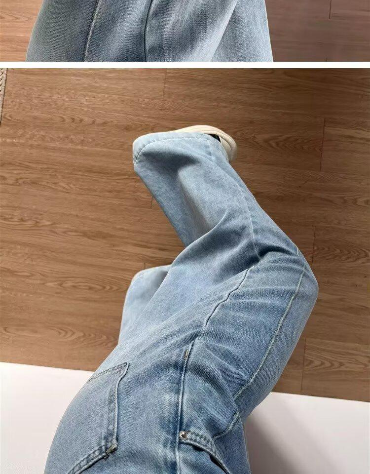 Plus Size Retro Wide-Leg Denim Pants for Women - Autumn Loose Fit, Slimming, Pear-Shaped Body