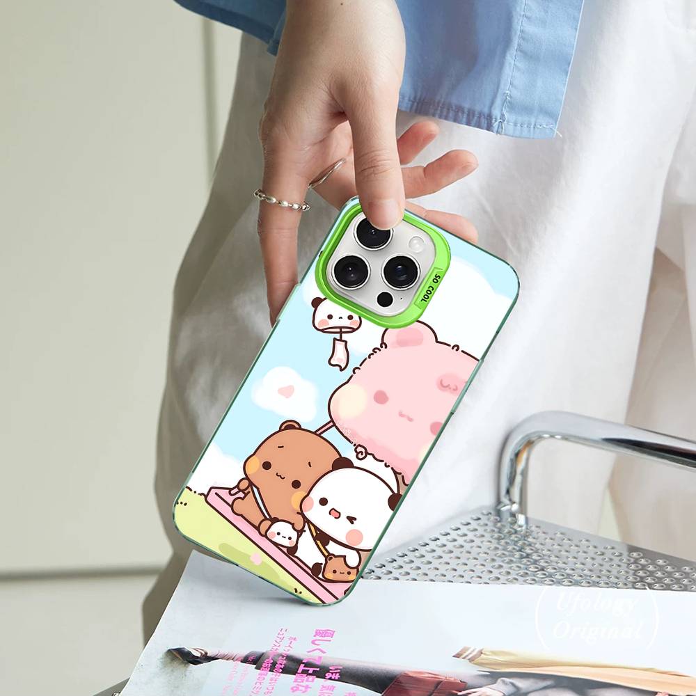 Cute Bubu Dudu For IPhone 11 12 13 14 15 16 17 Pro Max Plus Colorful Black Matte Phone Cover