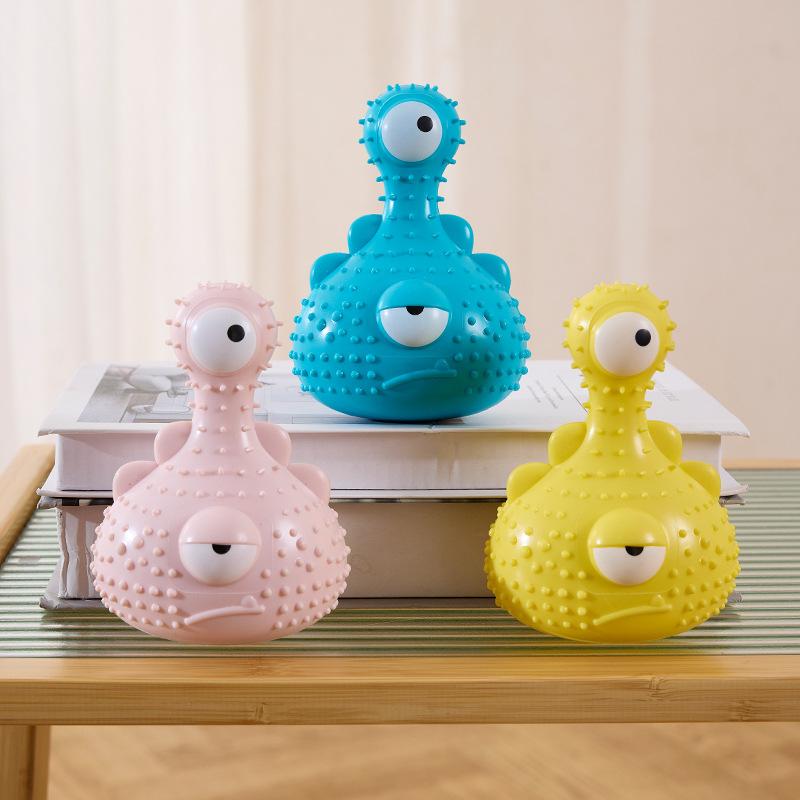 Dog Molar Toy Food Grade Silicone TPR Cute Little Monster Dog Tooth Cleaning Interactive Bite Resistant Sound Toy Pet Supplies