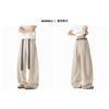 Vintage Contrast Plaid Belted Wide Leg Loose Casual Pants For Men