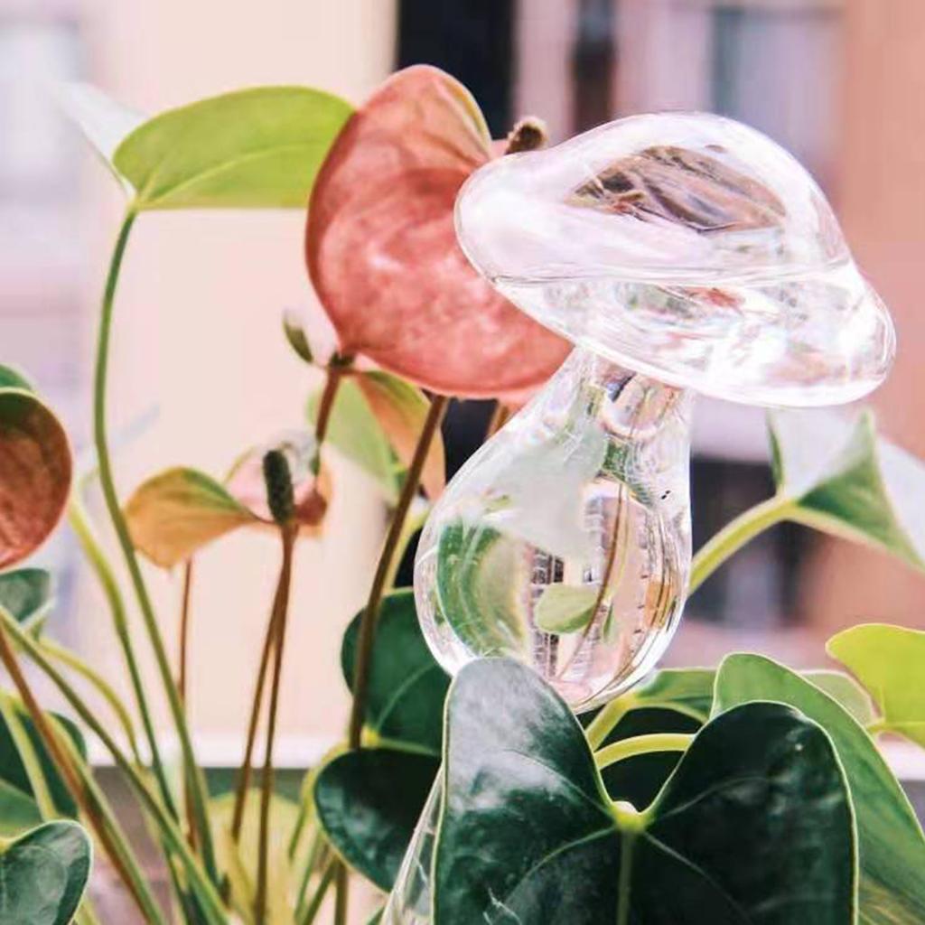 Mushroom Self Watering Spikes Glass Plant Waterer Clear Self Watering Devices Globes for Water Plants While Away