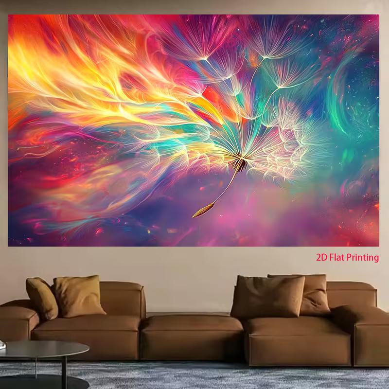 2D Abstract Art Dandelion Photography Background in Rainbow Colors