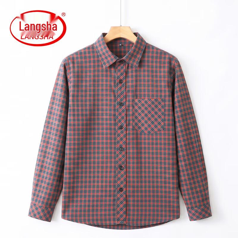 Langsaha Women's Loose-Fit Plaid Long-Sleeve Casual Shirt