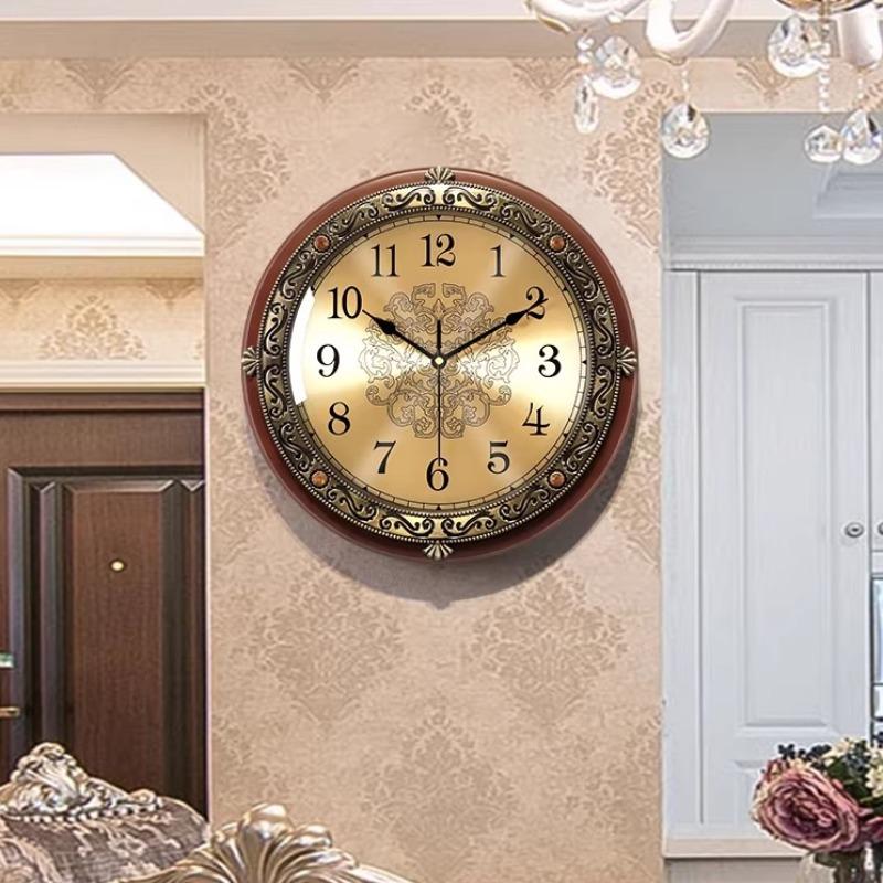 Retro Wanduhr Nordisches Wohnzimmer Luxus Wanduhren Massivholz Legierung Uhren Stiller Mechanismus Elegant Stilvoll Heimdekoration