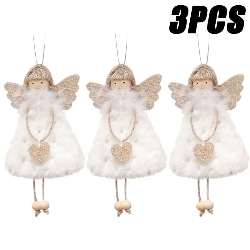 Christmas Hanging Angel Doll Pendant Plush Angel Ornaments Xmas Tree Decors for Wedding Birthday Party New Year Holiday Decor