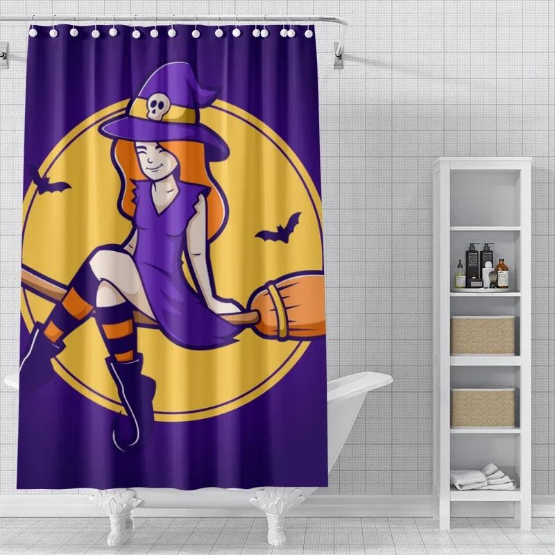 Home Shower Curtains For Bathroom Waterproof Fabric Modern Nordic Style Living Room Curtain Halloween Autumn Pumpkin Decoration