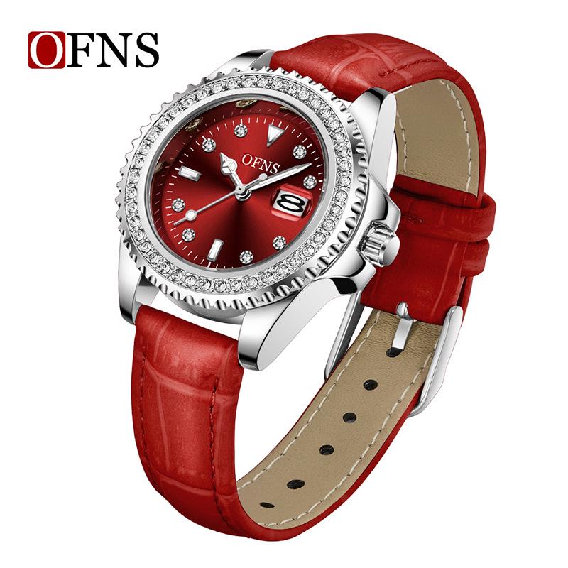 OFNS Women's Casual Luxury Quartz Watch with Calendar and Diamond Accents