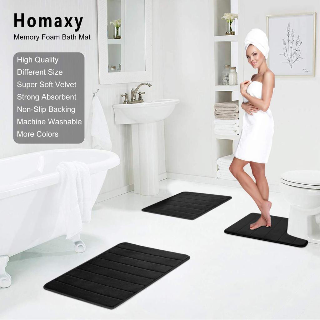 Olanly Soft Memory Foam Bathroom Bath Mat Absorbent Non-Slip Bath Mat Washable Comfortable Bath Mat Easy to Dry For Bathroom Rug