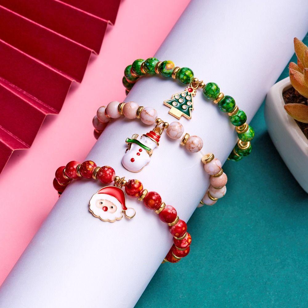 Hand Decoration Acrylic Beaded Bracelet Cute Letter Elastic Bracelet Christmas Bracelets  Women
