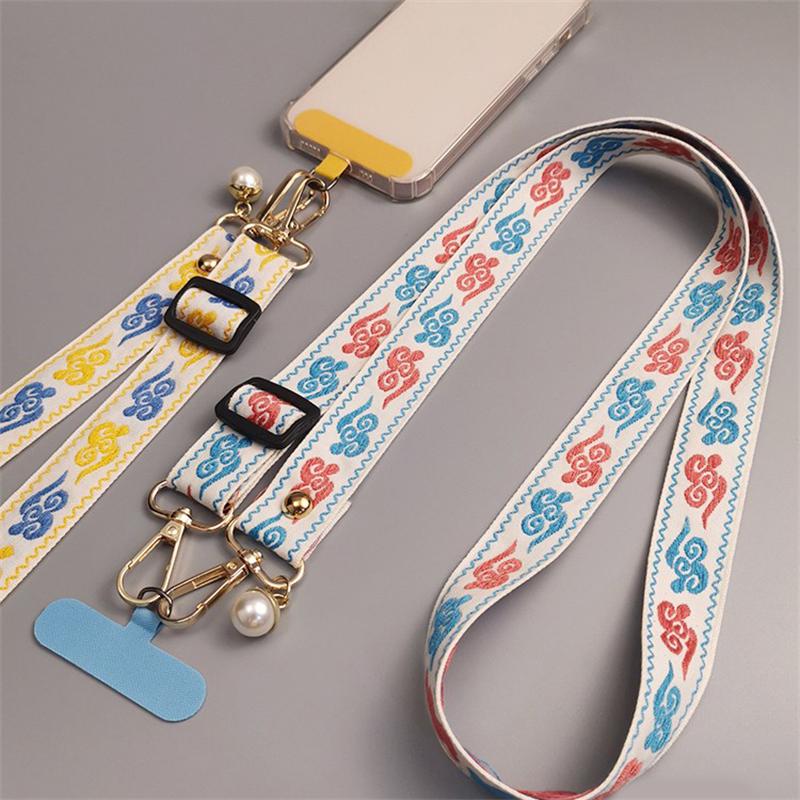 Stylish Colour Cloud Nylon Phone Lanyard Crossbody Strap Trendy Mobile Phone Accessories Versatile Lanyard Adjustable Lanyard