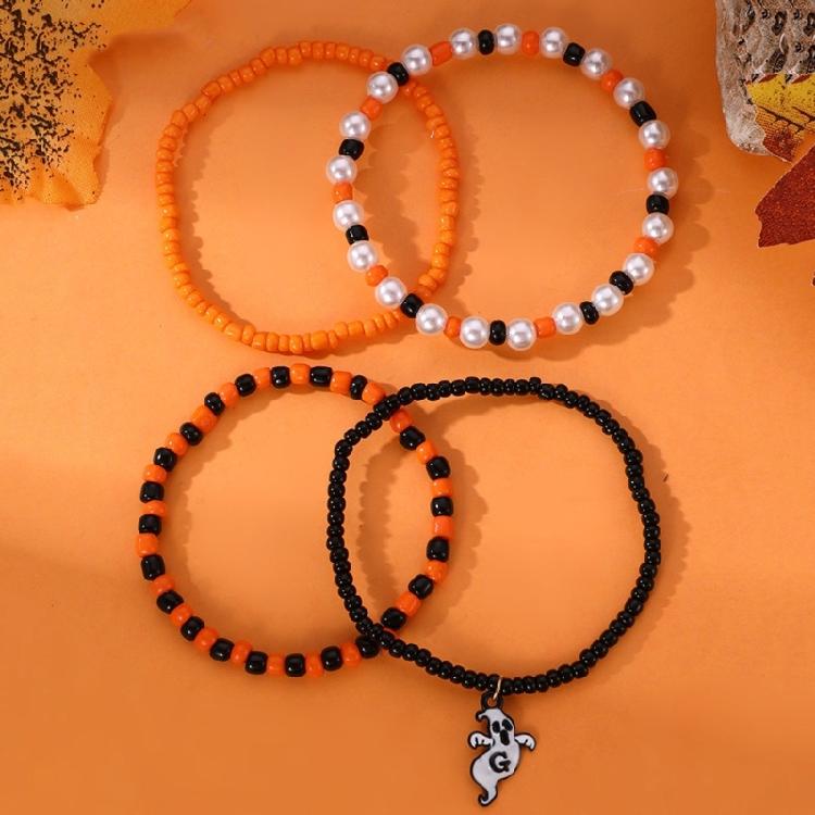 Rice Beaded Bracelet for Women Men Halloween Hip Hop Bracelets Set Jewelry Gift