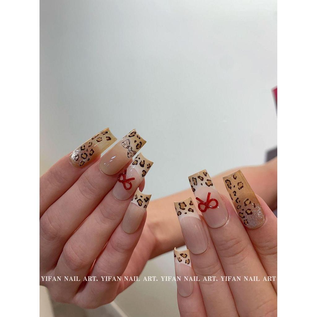 Hot Girl Leopard Print Bowknot Nail Art Stickers - Pink & Sweet Adhesive for Cool Styles