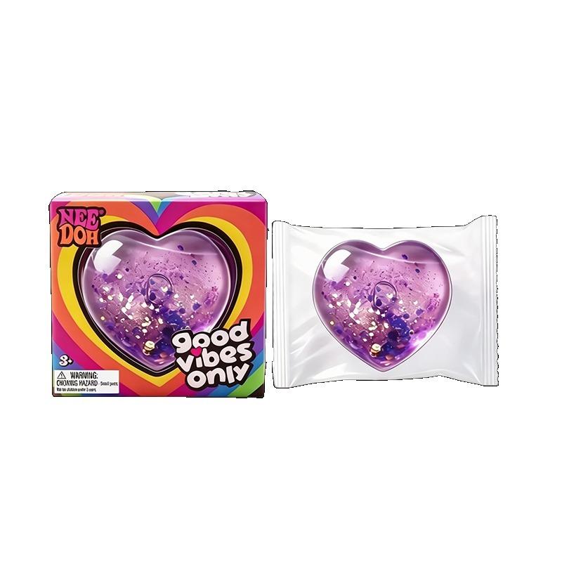 Needoh Kun Gode Vibrationer Hjerte Legetøj Glitter Gennemsigtig Stresslindring Beroligende Humørforbedrende Sensorisk Fidget Fødselsdag For Voksne Gave