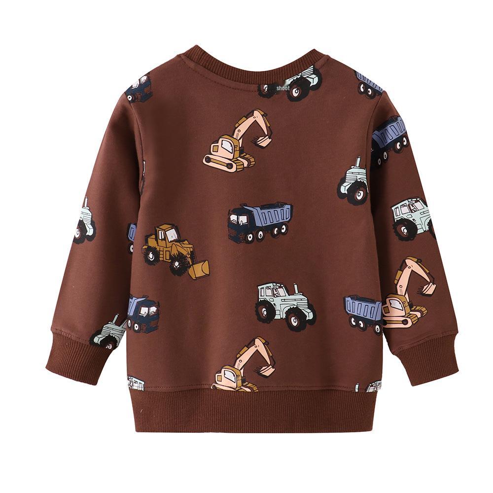 Boys' Cartoon Long Sleeve Knitted Cotton Sweatshirt - Autumn European & American Style Children's Clothing