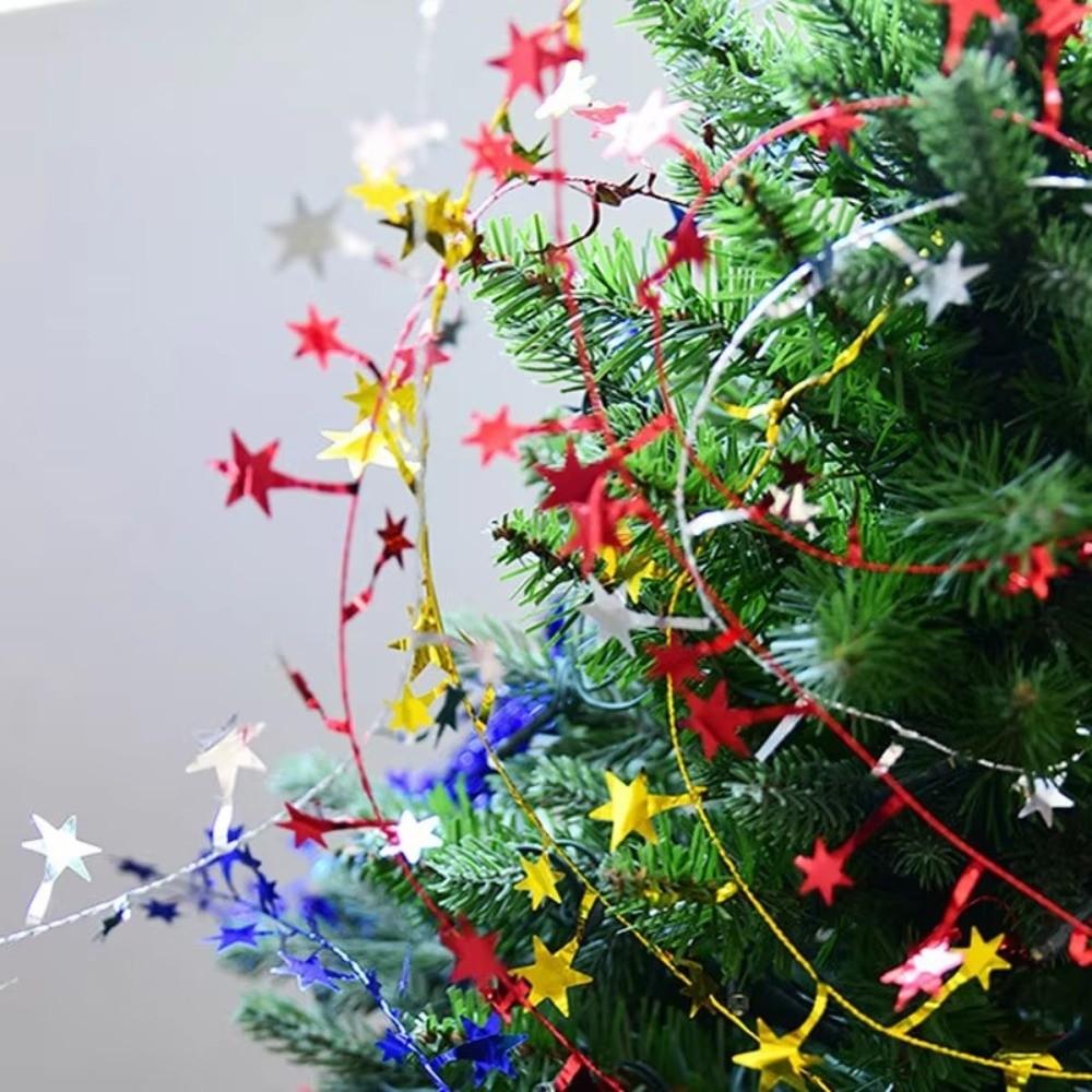 Glitter Finish Christmas Star Decoration Five-Pointed Star Wire Star Garland Christmas Party