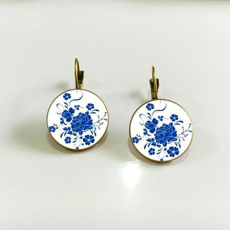 SUTEYI Charm Henna Yoga Amulet Ladies Earrings Round Glass Cabochon Earings Jewelry Bohemian Mandala Earrings For Women