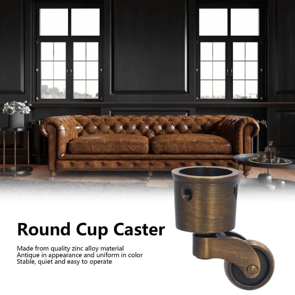Stable Round Cup Caster Wear Resistant Silent Antique Caster Brushed Vintage Furniture Wheel Dia Swivel for Storage Boxes