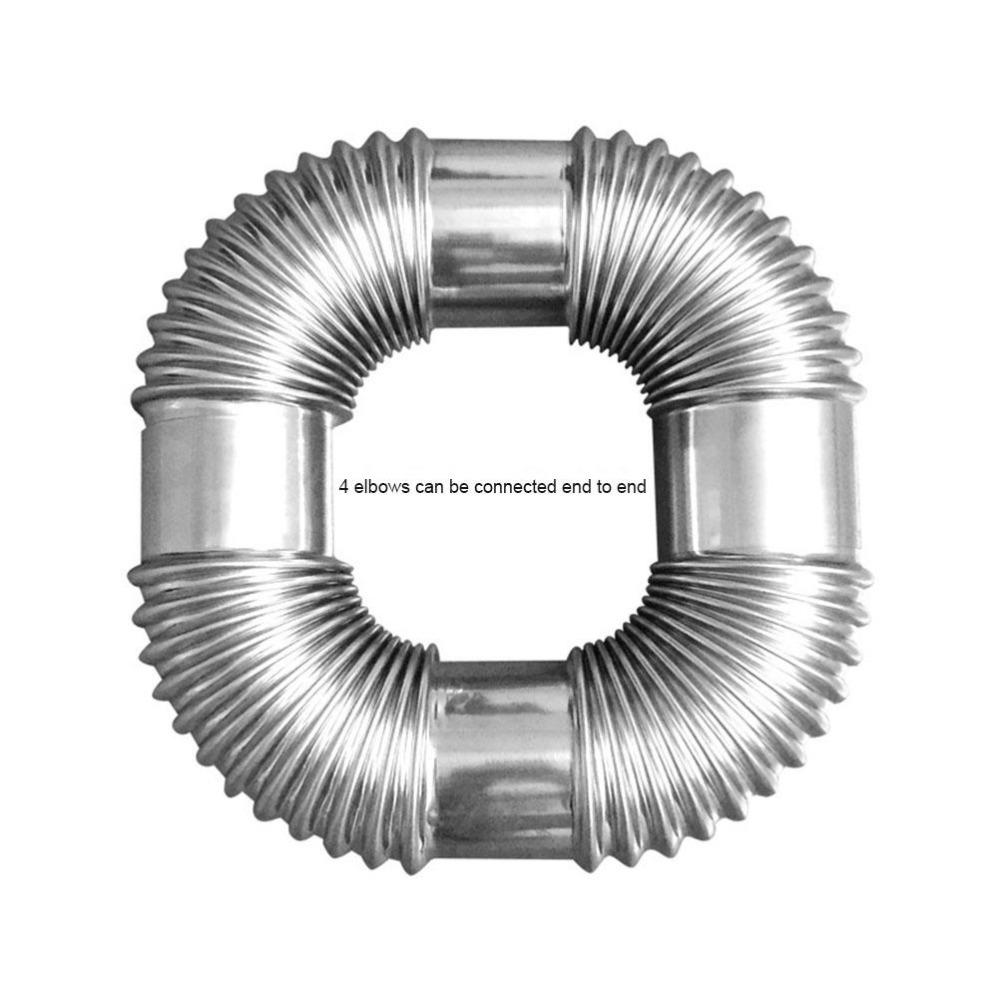 Nerezové koleno 90 stupňů výfukové potrubí odolné kouřovod komínové potrubí kempingová kamna