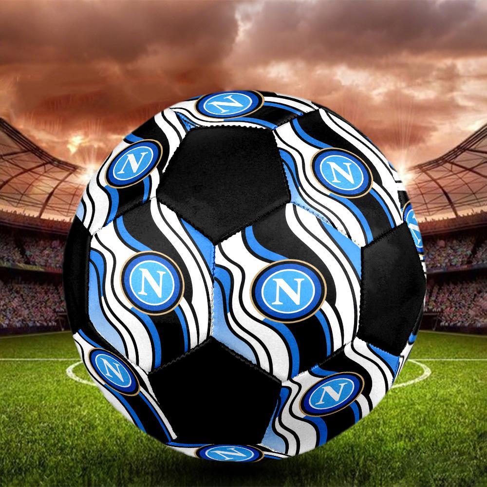 Pallone Calcio a 5 Napoli FC Colorato Per Tutte le Età Misura 5 Cucito a Macchina PVC Pronto per la Competizione Resistente Alto Rimbalzo
