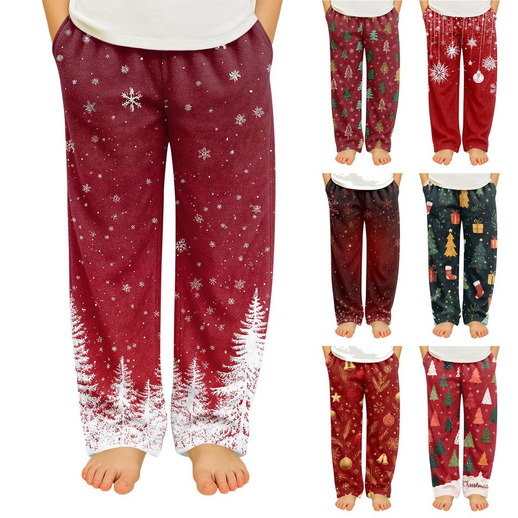 Children's Soft Comfortable Pyjama Bottoms Casual  Christmas Print Home Pants