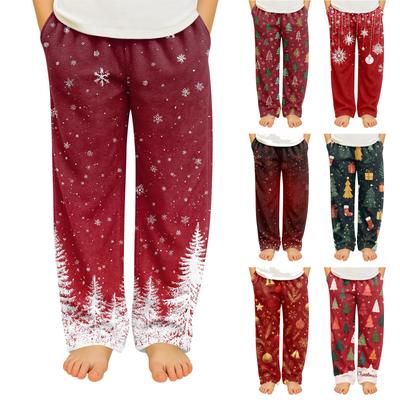 Çocuk Yumuşak Rahat Pijama Altı Günlük Noel Baskılı Ev Pantolonu