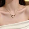 Elegant Zirconia Heart Necklace: Sparkly Full Circle Design, French Princess Style, Simple Clavicle Chain for Women