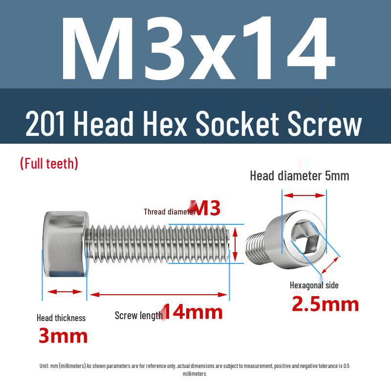 Yigu 201 Stainless Steel Cup Head Hexagon Screws and Bolts - M3, M4, M5, M6