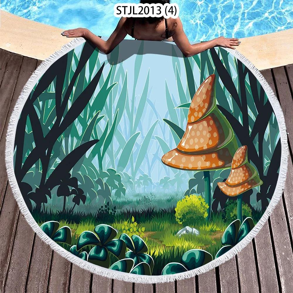 Mushroom Pattern Plant Horse Riding Printed Beach Towel Microfiber Digital Swimming Pool Beach Towel Blanket Shower Beach Towel