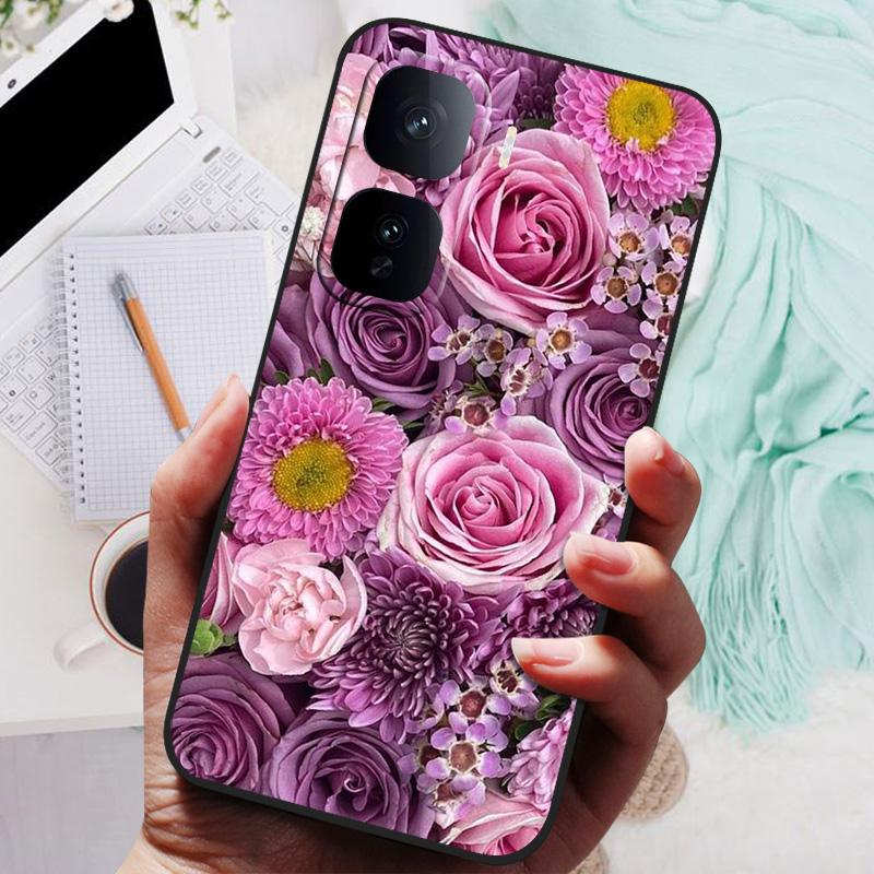 For VIVO IQOO Neo 10 Pro Case Black Cover Flowers Silicone Soft Back Cases For vivo iQOO Neo 10 Neo10 5G Phone Case 10Pro Bumper