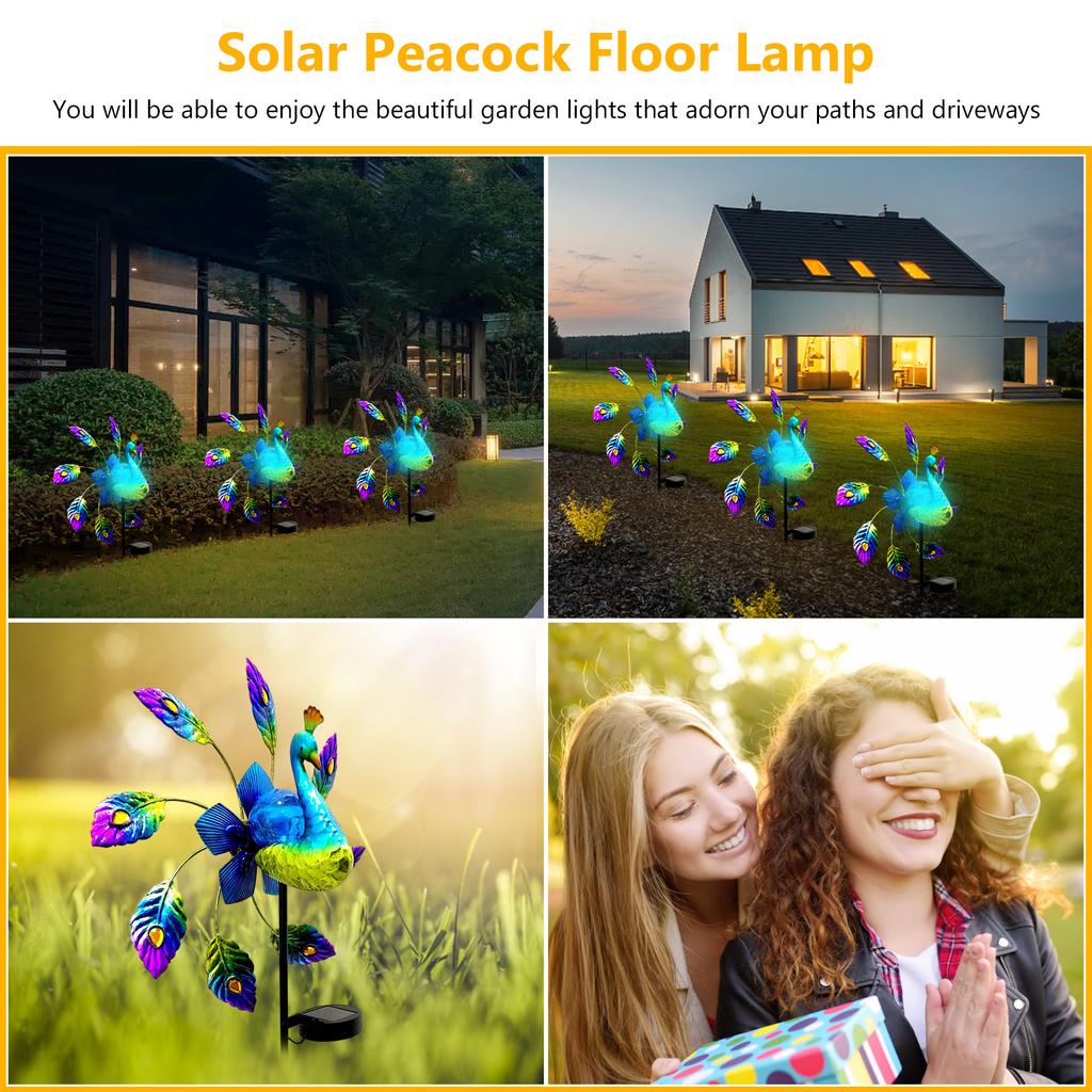 Solar Birds Windmill Light 3D Iron Wind Spinners Ground Plug Light Colorful Lighting Ornaments Home Decor for Courtyard Garden