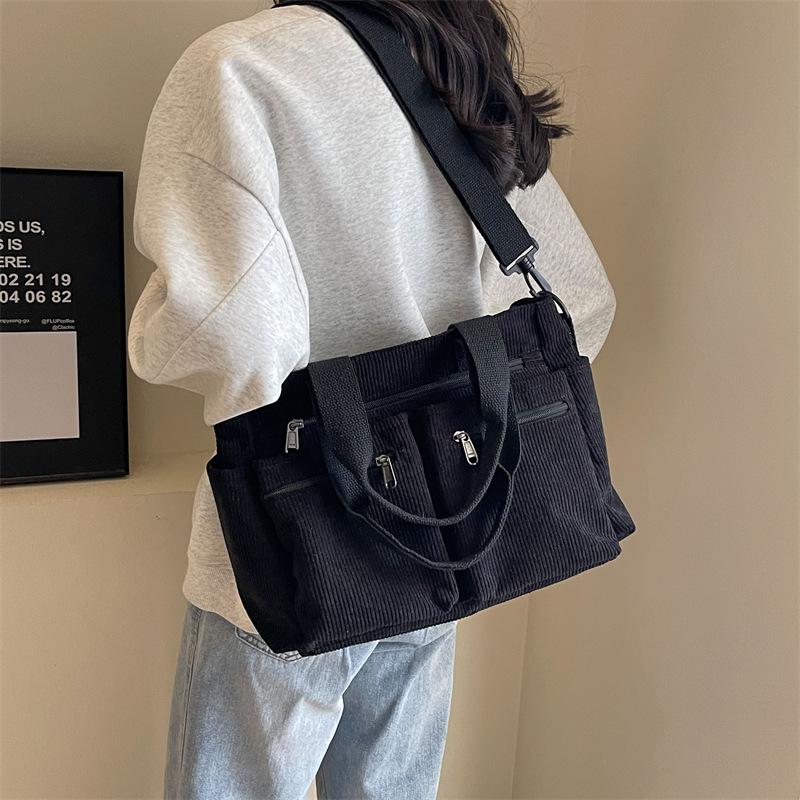 Casual Corduroy Shoulder Bag Large Capacity Commuting Crossbody Bag Female Korean Simple Tote Bag For Women Gifts