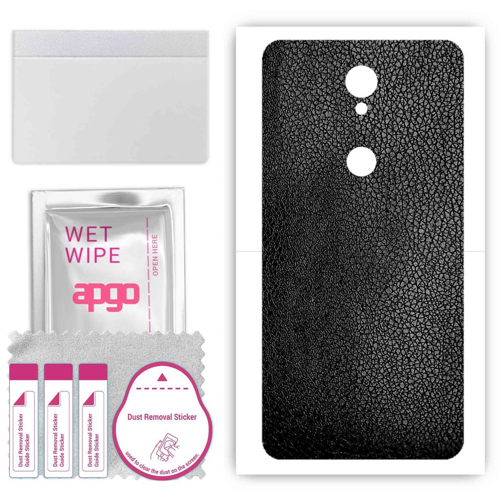 apgo Protective Skin Sticker for the Back Compatible with Sharp Rouvo V, Wrap Film, Foil, Vinyl - Pattern Black Leather