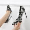 Fashion Comemore New Leopard Print Pointed Toe Pumps 12CM High Heels Sexy Women's Shoes Fashion Party Dress Heels Women Large Size 35-46
