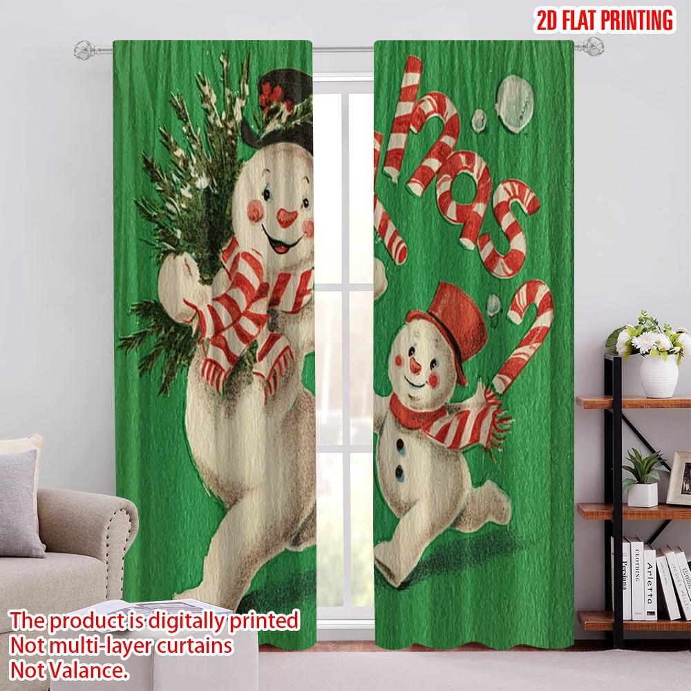 

2pcs,2D plane printing Pattern Curtains Unique snowman Durable 100% Polyester Fabric (without rod) Versatile All Perfect for 52.50 × 116.00 cm 2 pcs