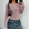 Hot Girl Style Button Long-sleeved Vest T-shirt Women's Spring and Summer