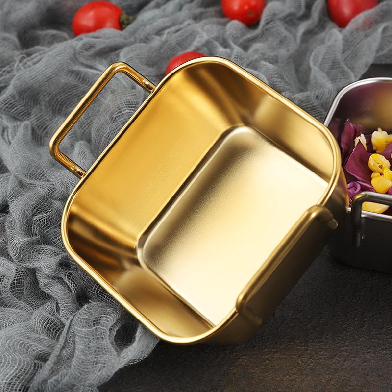 Quadratische Platte aus Edelstahl mit Deckel, rechteckige Pfanne zur Lebensmittelaufbewahrung, kommerzielles Geschirrtablett, großer erfrischender Lunchbox-Behälter