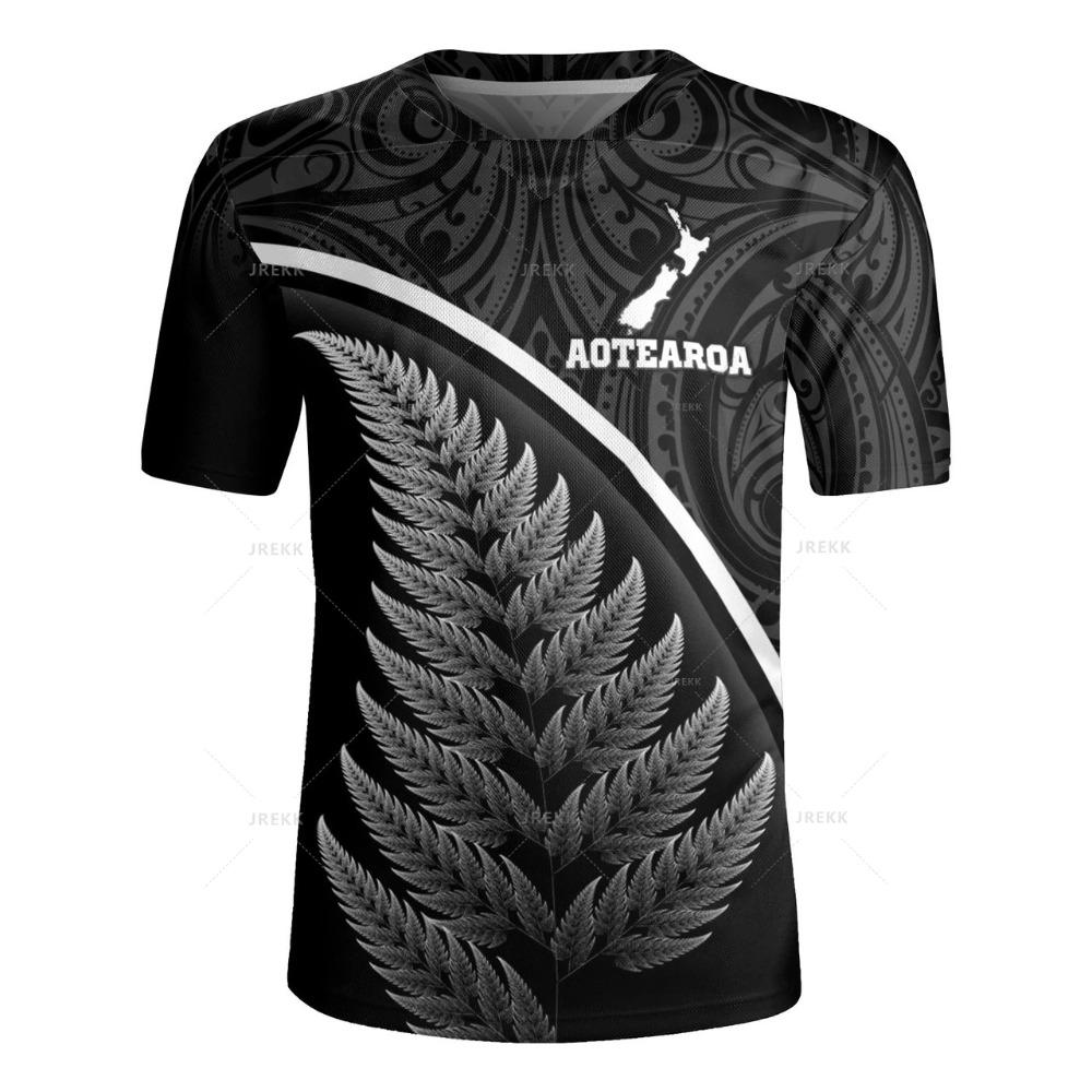 3D Printed New Zealand Rugby-Jersey Silver Fern Flag Styles V Neck T Shirt NZ Jersey V-Neck T-Shirts Men Cool Short Sleeves Tees