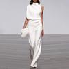 Damenmode-Jumpsuits mit kurzen Ärmeln, schulterfrei, einfarbig, mit weitem Bein