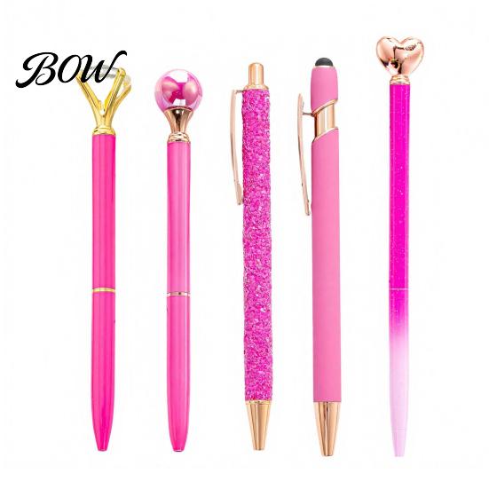 Sturdy Pocket Clip Pen 5PCS Metal Diamond Ballpoint Pens, with Sparkling Rhinestone Decor, Luxury Glitter Writing Smooth Press Mechanism Pen, for Kids