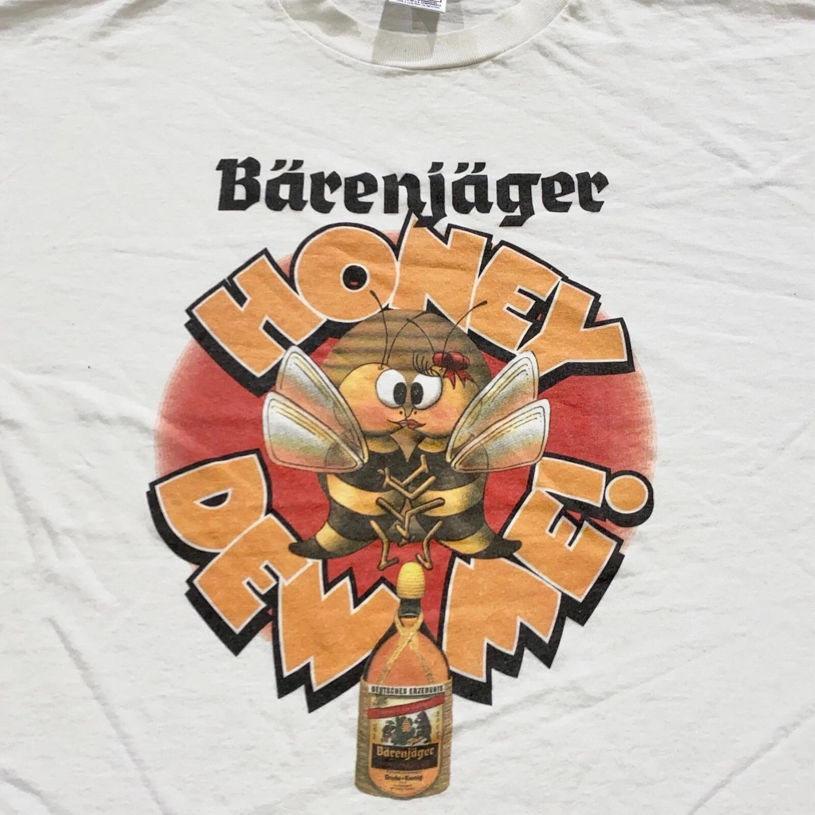 vintage 90s BARENJAGER BEER HONEY DEW ME! T-Shirt XL bee cartoon soft S