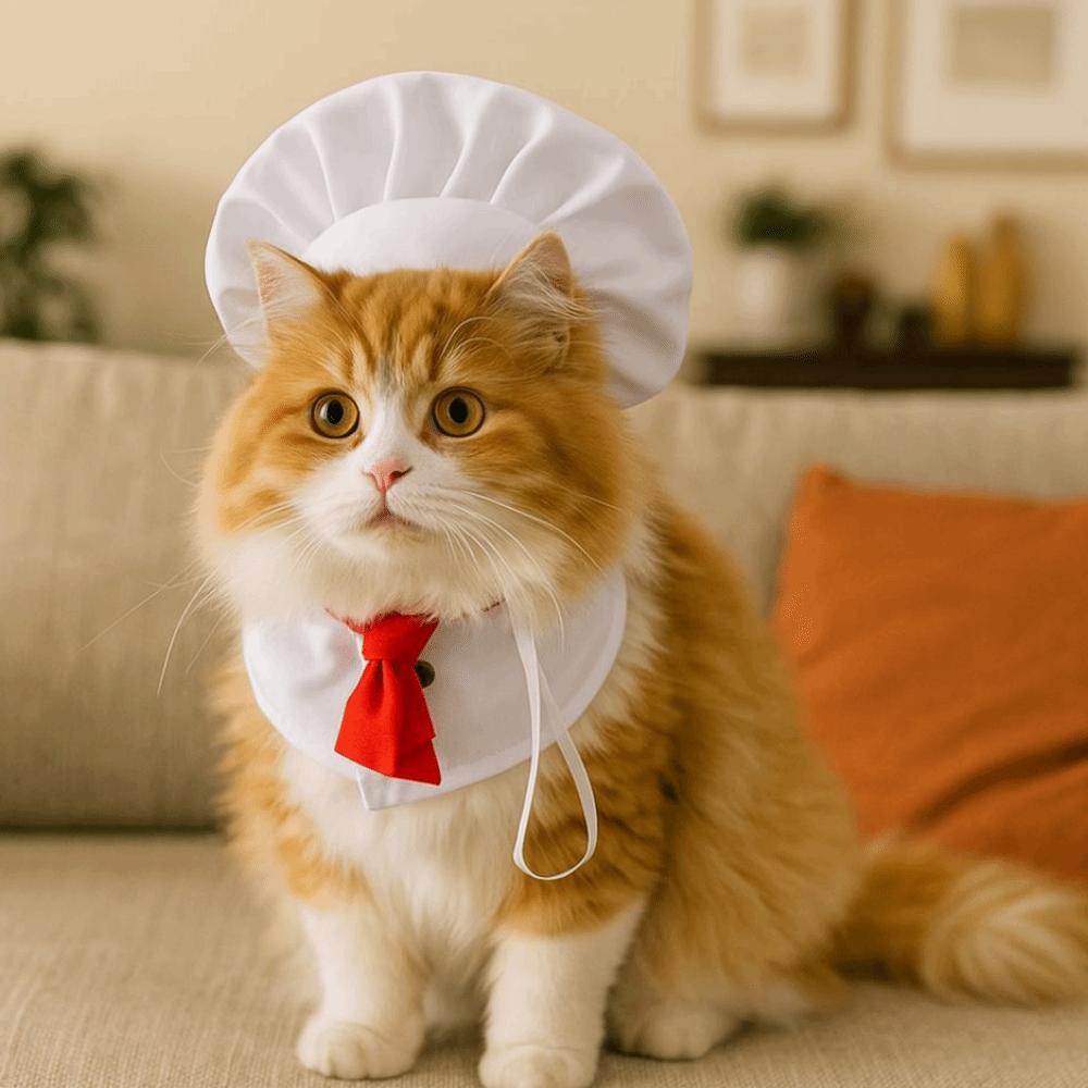 Pet Accessories Cute Pet Cooking King Hat Adjustable Stylish Chef Hat Set Comfortable Cat Cosplay Hat Pet Fashion Show