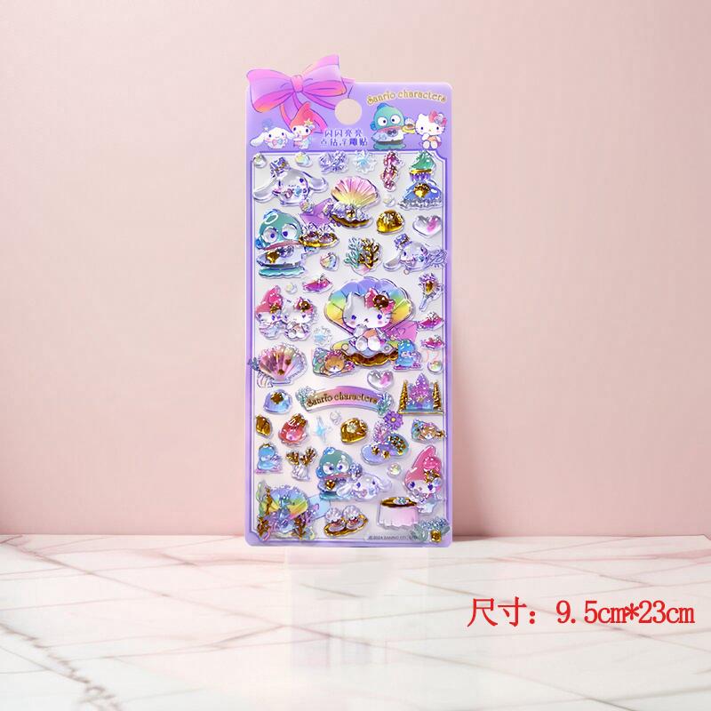 Kawaii KT My Melody Clown Fish 3d Relief Crystal Sticker Diy Mobile Phone Decor Sticker Student Hand Account Stickers Stationery