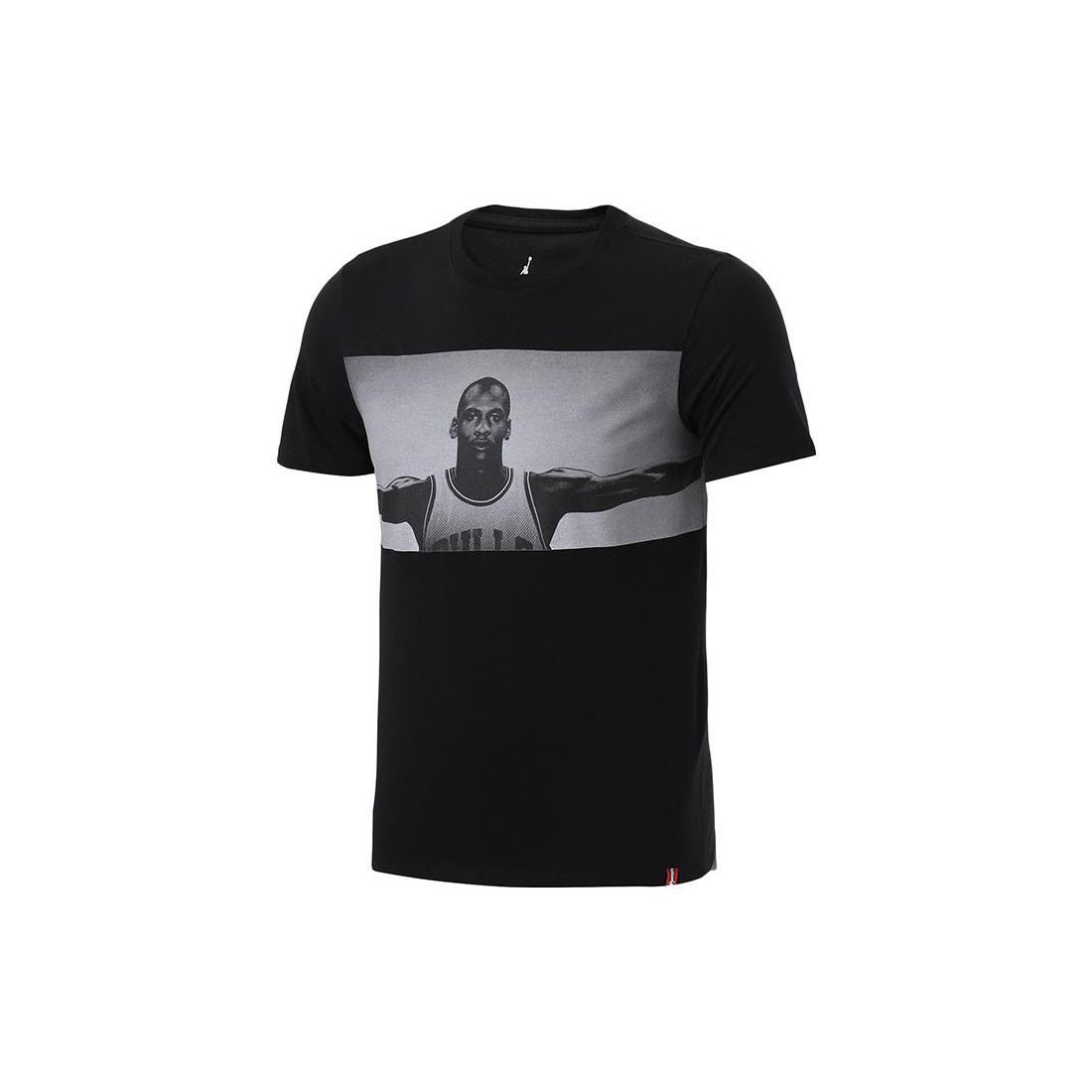 Jordan T Shirts Men s Black Crew Neck Moderate Straight Fit 862432-010 S